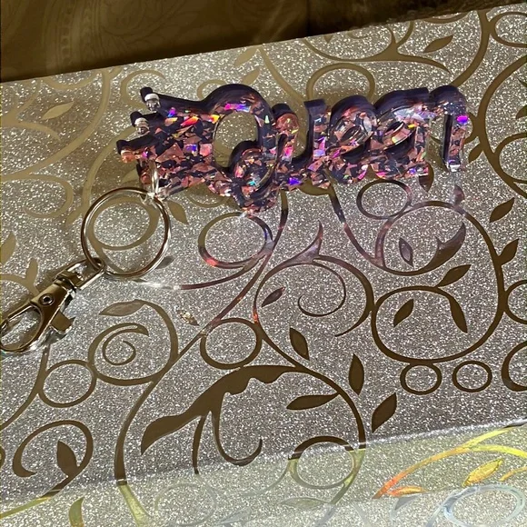 Queen KeyChain / Purse Charm Purple and Rose Gold Sparkle - Picture 5 of 15